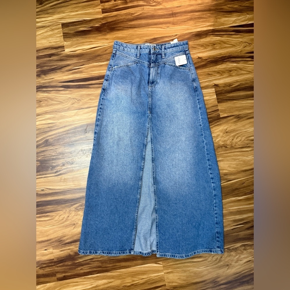 New Free People Come As You Are Denim Maxi Skirt - Picture 3 of 8